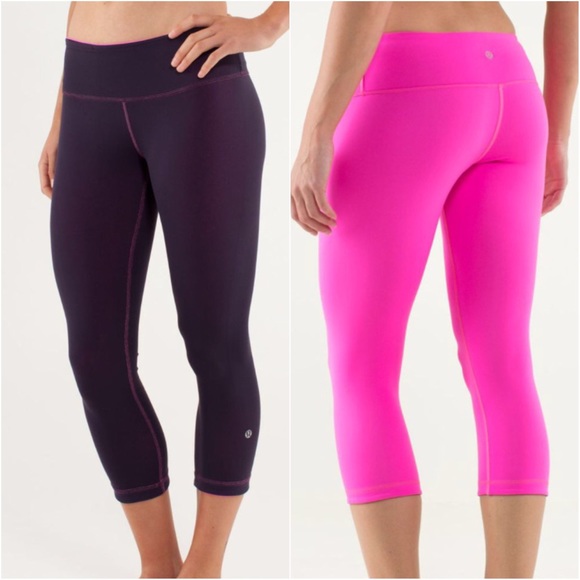 lululemon athletica Pants - Lululemon wunder under crop reversible raspberry